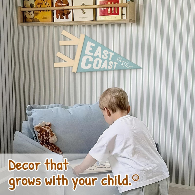 SJDFCSA Coastal Room Decor East Coast Wall Hanging Pennant Flag Felt Banner, Blue Beach Coastal Cowgirl Wall Decorations Granddaughter for Girls Bedroom Dorm Home Decor - Image 3